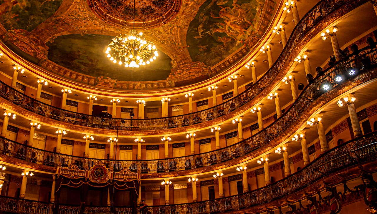 services-06 Stunning view of the opulent interior of Teatro Amazonas, showcasing its intricate design and grand chandelier.